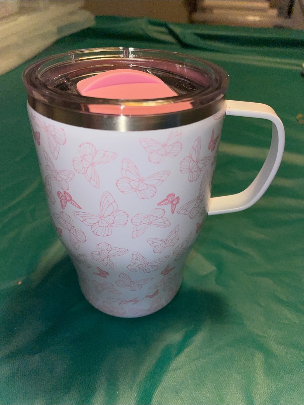 Dolly Parton Insulated Butterfly Travel Mug - Pink & White
